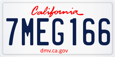 CA license plate 7MEG166