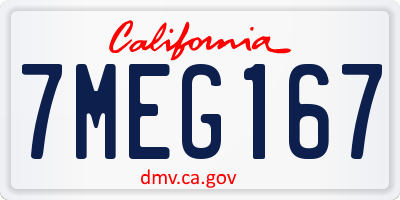 CA license plate 7MEG167