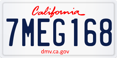 CA license plate 7MEG168