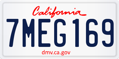 CA license plate 7MEG169