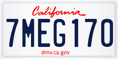 CA license plate 7MEG170