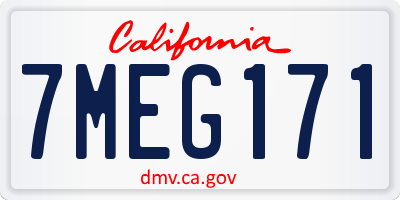 CA license plate 7MEG171