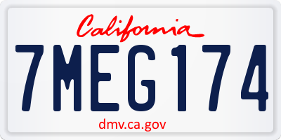 CA license plate 7MEG174