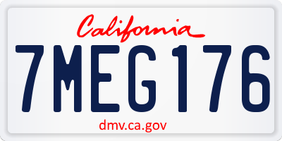 CA license plate 7MEG176