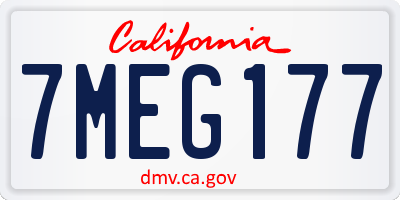 CA license plate 7MEG177