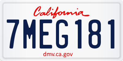 CA license plate 7MEG181