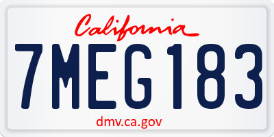 CA license plate 7MEG183