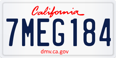 CA license plate 7MEG184