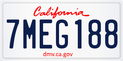 CA license plate 7MEG188