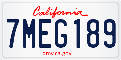 CA license plate 7MEG189