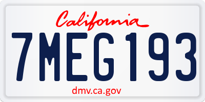 CA license plate 7MEG193