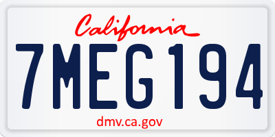CA license plate 7MEG194