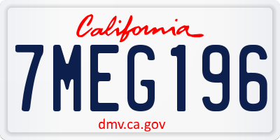 CA license plate 7MEG196