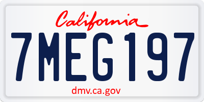 CA license plate 7MEG197