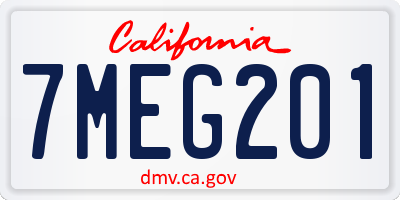 CA license plate 7MEG201