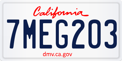CA license plate 7MEG203