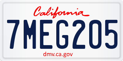 CA license plate 7MEG205