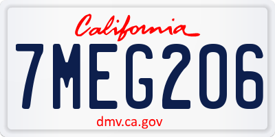 CA license plate 7MEG206