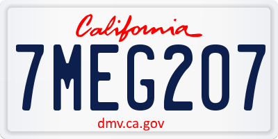 CA license plate 7MEG207