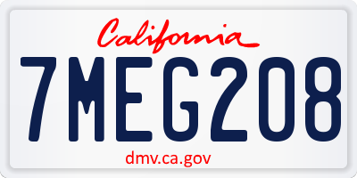 CA license plate 7MEG208