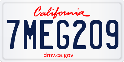 CA license plate 7MEG209