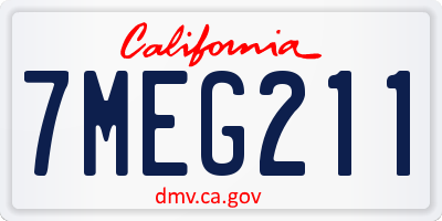 CA license plate 7MEG211