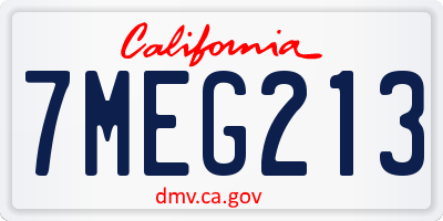 CA license plate 7MEG213