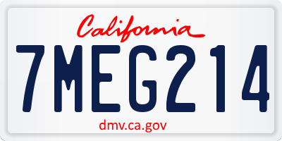 CA license plate 7MEG214