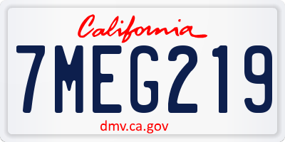 CA license plate 7MEG219