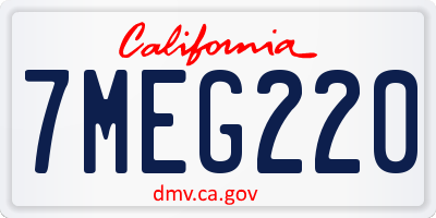 CA license plate 7MEG220