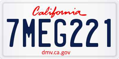 CA license plate 7MEG221