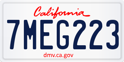 CA license plate 7MEG223