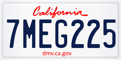 CA license plate 7MEG225