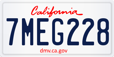 CA license plate 7MEG228