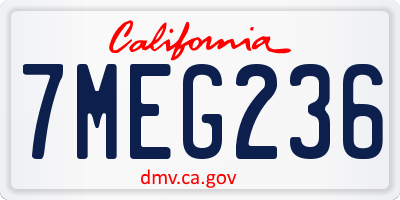 CA license plate 7MEG236