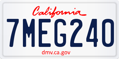 CA license plate 7MEG240