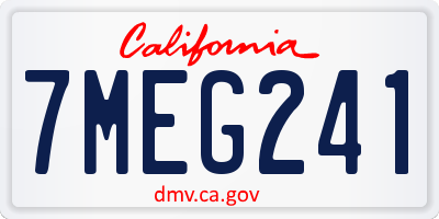 CA license plate 7MEG241