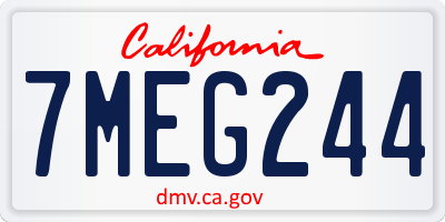 CA license plate 7MEG244