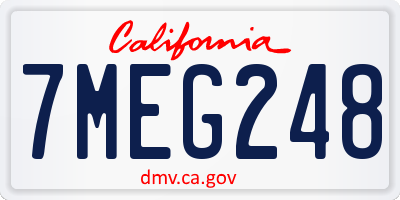 CA license plate 7MEG248