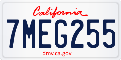 CA license plate 7MEG255