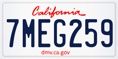 CA license plate 7MEG259