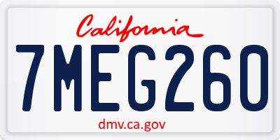 CA license plate 7MEG260