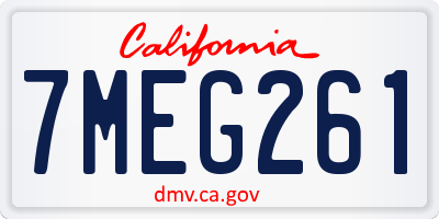 CA license plate 7MEG261