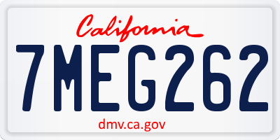CA license plate 7MEG262