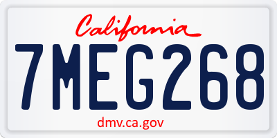 CA license plate 7MEG268