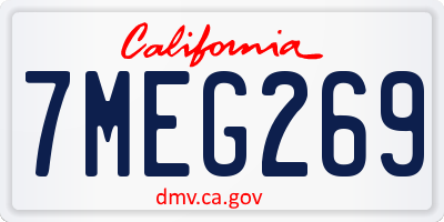 CA license plate 7MEG269