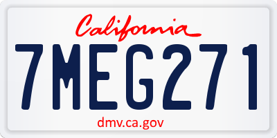 CA license plate 7MEG271