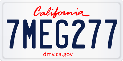 CA license plate 7MEG277