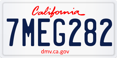 CA license plate 7MEG282