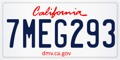 CA license plate 7MEG293
